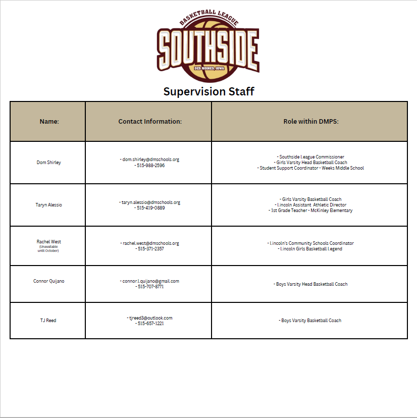 Basketball Schedule 5